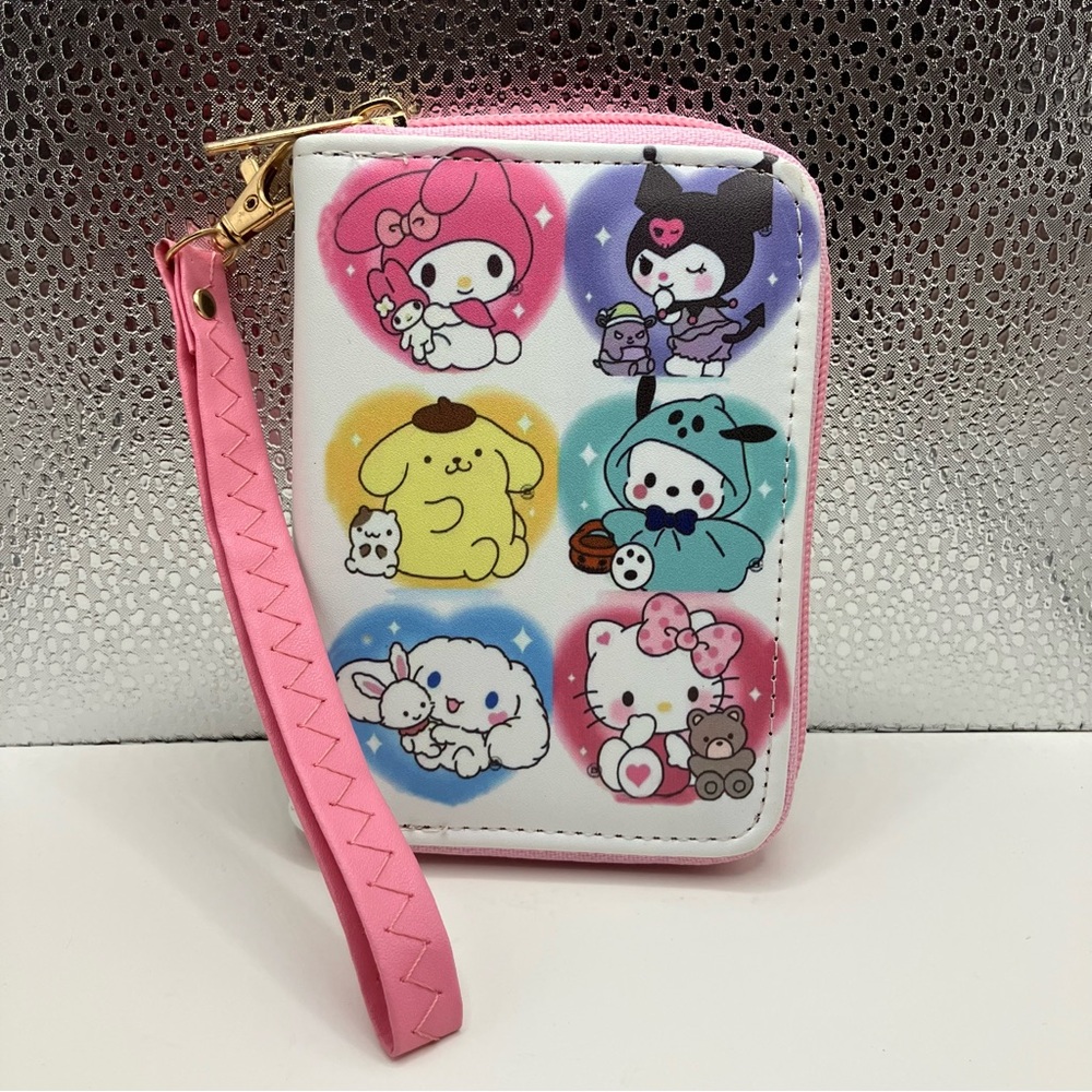Sanrio Hello Kitty & Friends Wristlet Wallet White & Pink with Detachable Strap